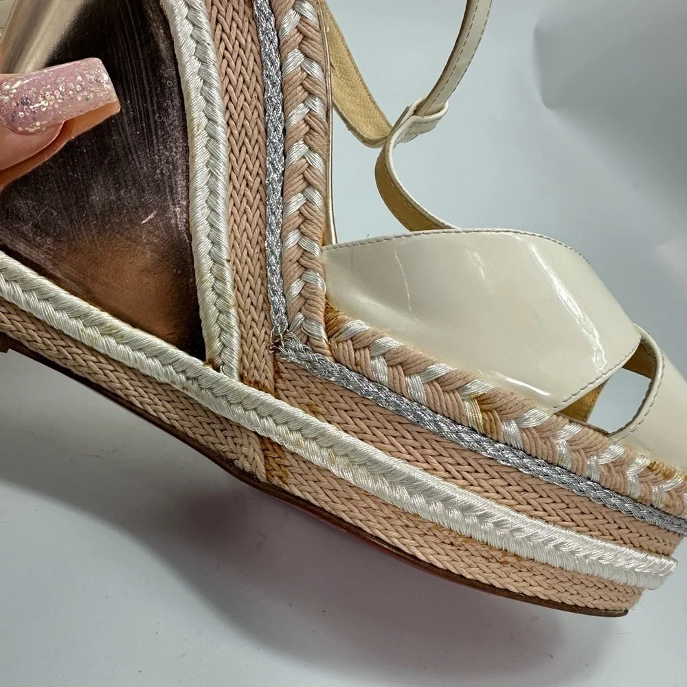 Christian Louboutin Marina Liege 140mm Espadrille Wedge sandals size 11